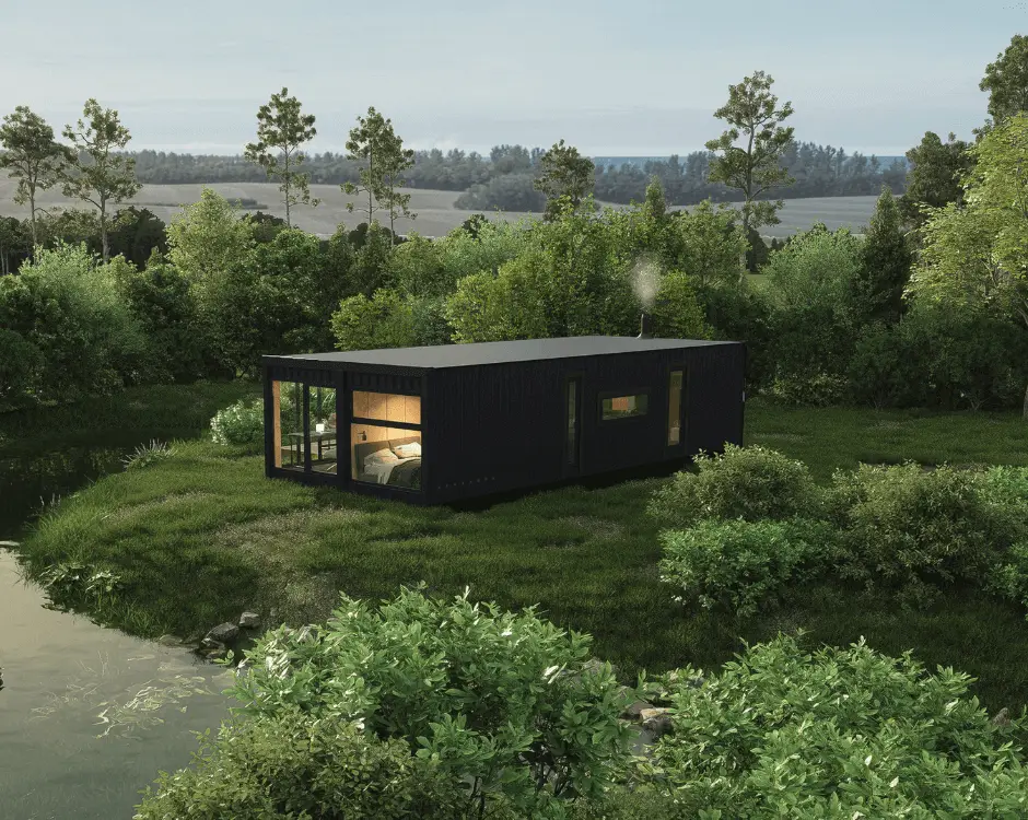 Jūras konteinera moduļu mājas projekts melns